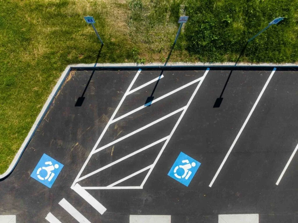 Aerial Shot of Handicap Parking Spots -ADA Parking Requirements